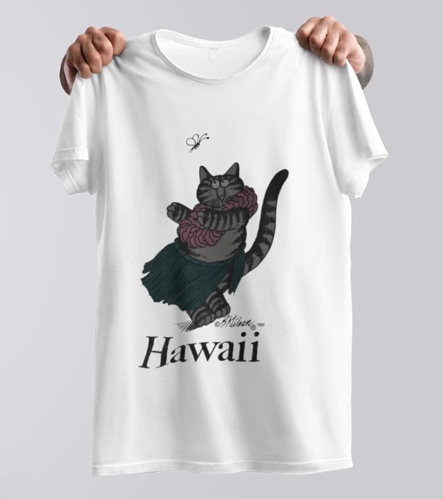B Kliban Cat In Hula Skirt Hawaii T-Shirt