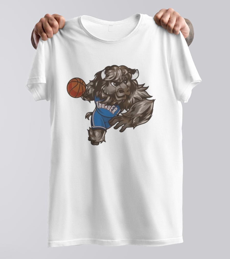 Oklahoma City Thunder Rumble The Bison Basketball Mascot Fun T-Shirt