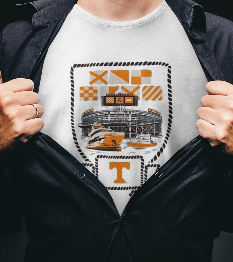 Neyland Stadium Sailgating Tennessee Volunteers Boats Nautical Flags T-Shirt