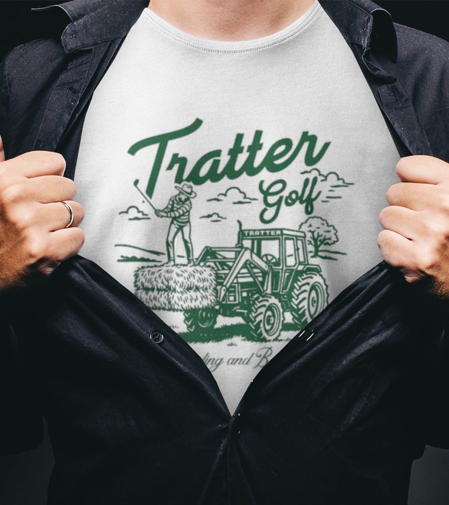 Tratter Golf Shankers And Slingers Tractor Scene T-Shirt