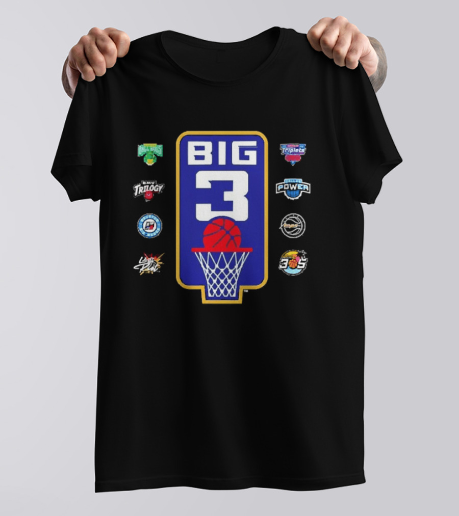 BIG3 Trilogy Killer 3s 3 Headed Monsters Ball Hogs Triplets 3s Company Power Aliens Ghost Ballers T-Shirt