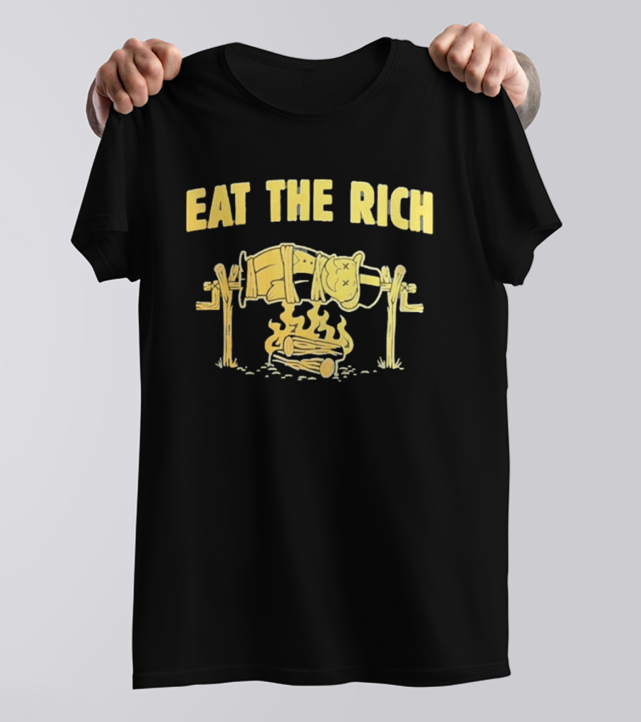Eat The Rich Monopoly Man Over Campfire Satire T-Shirt