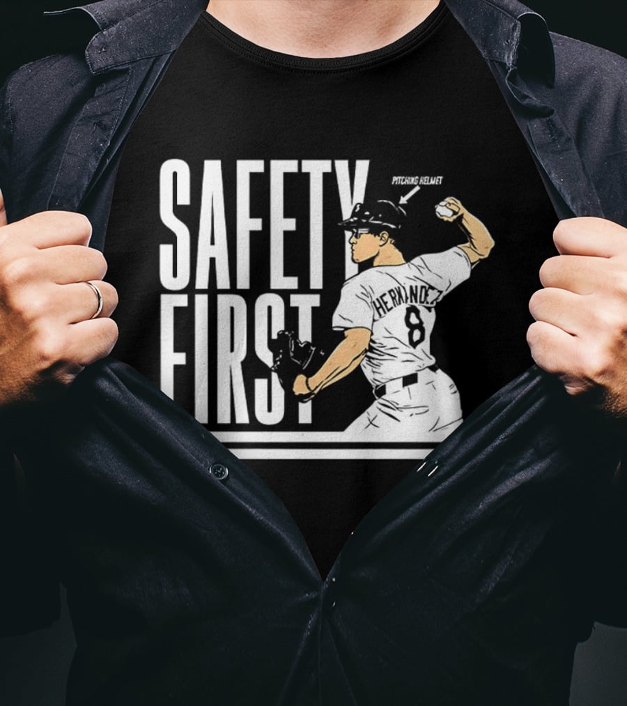 Kike Hernandez Safety First Number 8 Dodgers Baseball T-Shirt