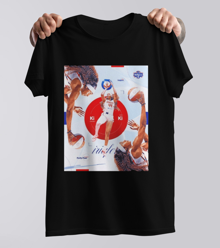 Washington Mystics Player Kiki Iriafen Number Forty Four Basketball Action Montage T-Shirt