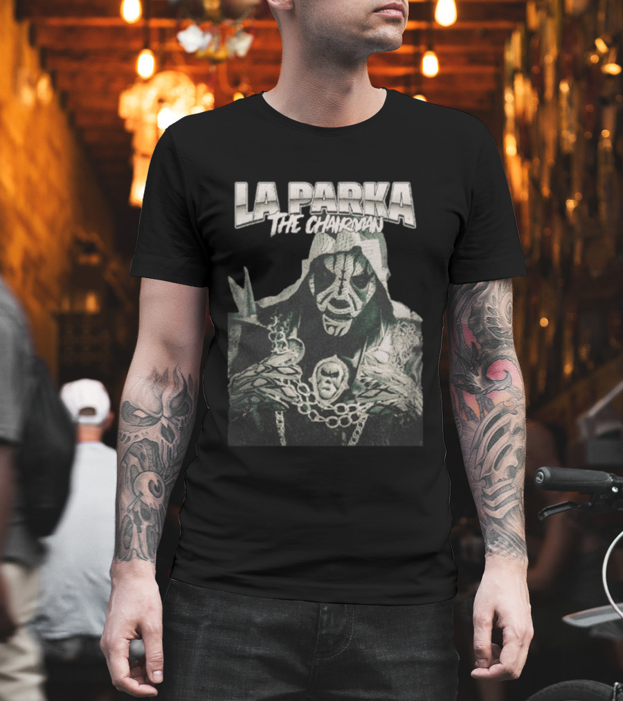 La Parka The Chairman Mexican Wrestler Iconic Mask And Chains T-Shirt