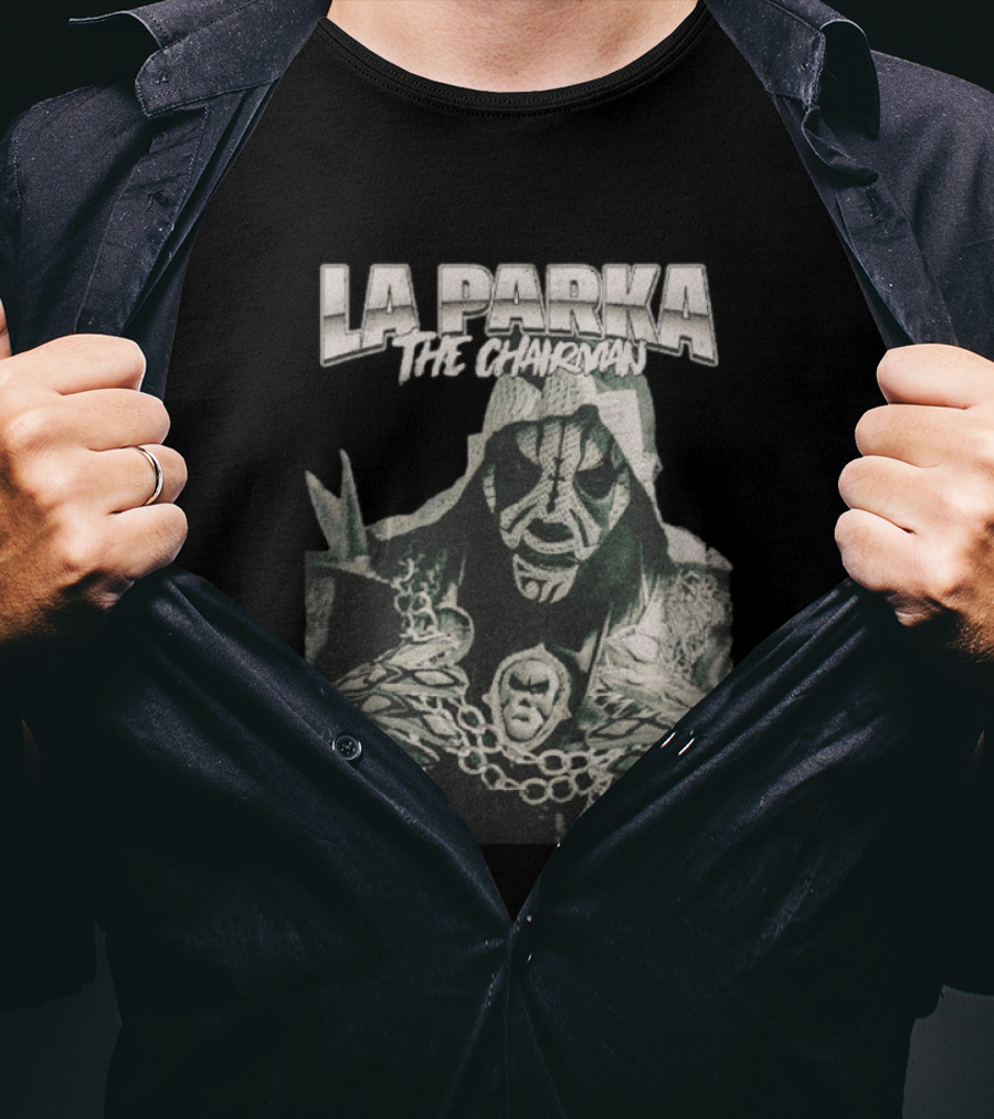 La Parka The Chairman Mexican Wrestler Iconic Mask And Chains T-Shirt