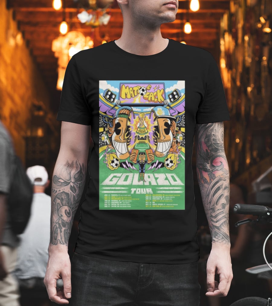 Matt And Zack Golazo Tour 26 June July Soccer Event Featuring Iconic World Cup Trophy And Speaker T-Shirt