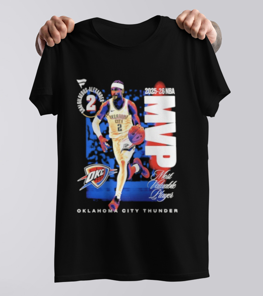 Oklahoma City Thunder Shai Gilgeous Alexander 2025 26 NBA MVP 2 Basketball Legend T-Shirt