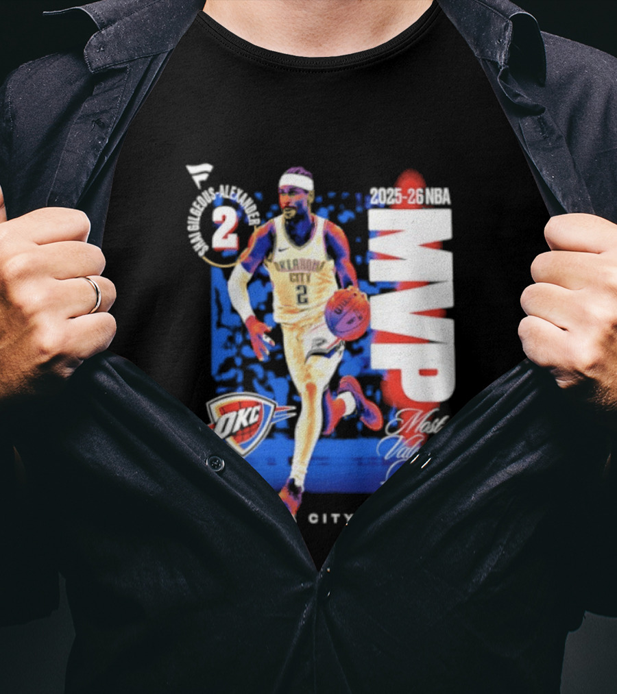 Oklahoma City Thunder Shai Gilgeous Alexander 2025 26 NBA MVP 2 Basketball Legend T-Shirt