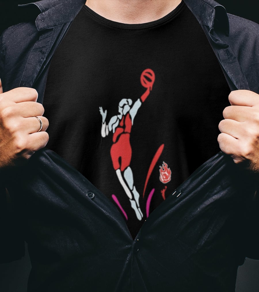 Portland Fire WNBA Round 21 Basketball Victory Player Silhouette Flame T-Shirt