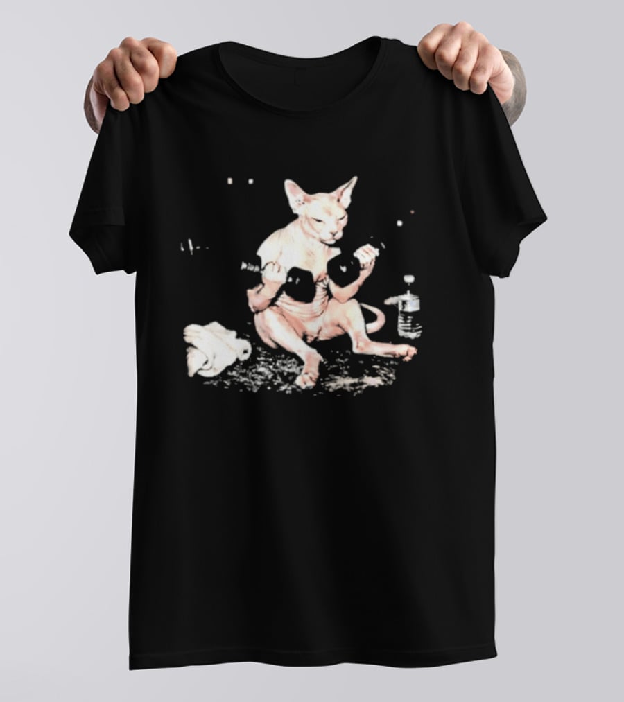 Sphynx Cat Lifting Weights Fitness T-Shirt