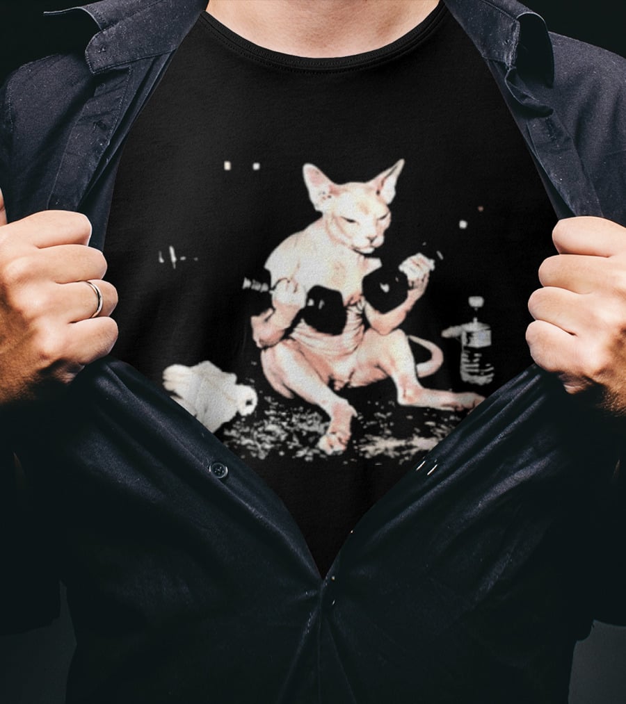 Sphynx Cat Lifting Weights Fitness T-Shirt