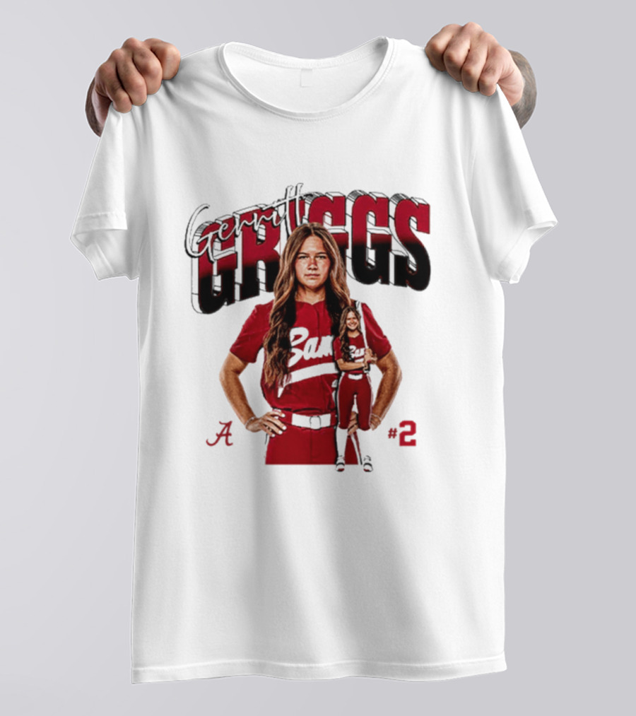 Gerritt Griggs Alabama Softball Player Red Uniform Number 2 T-Shirt