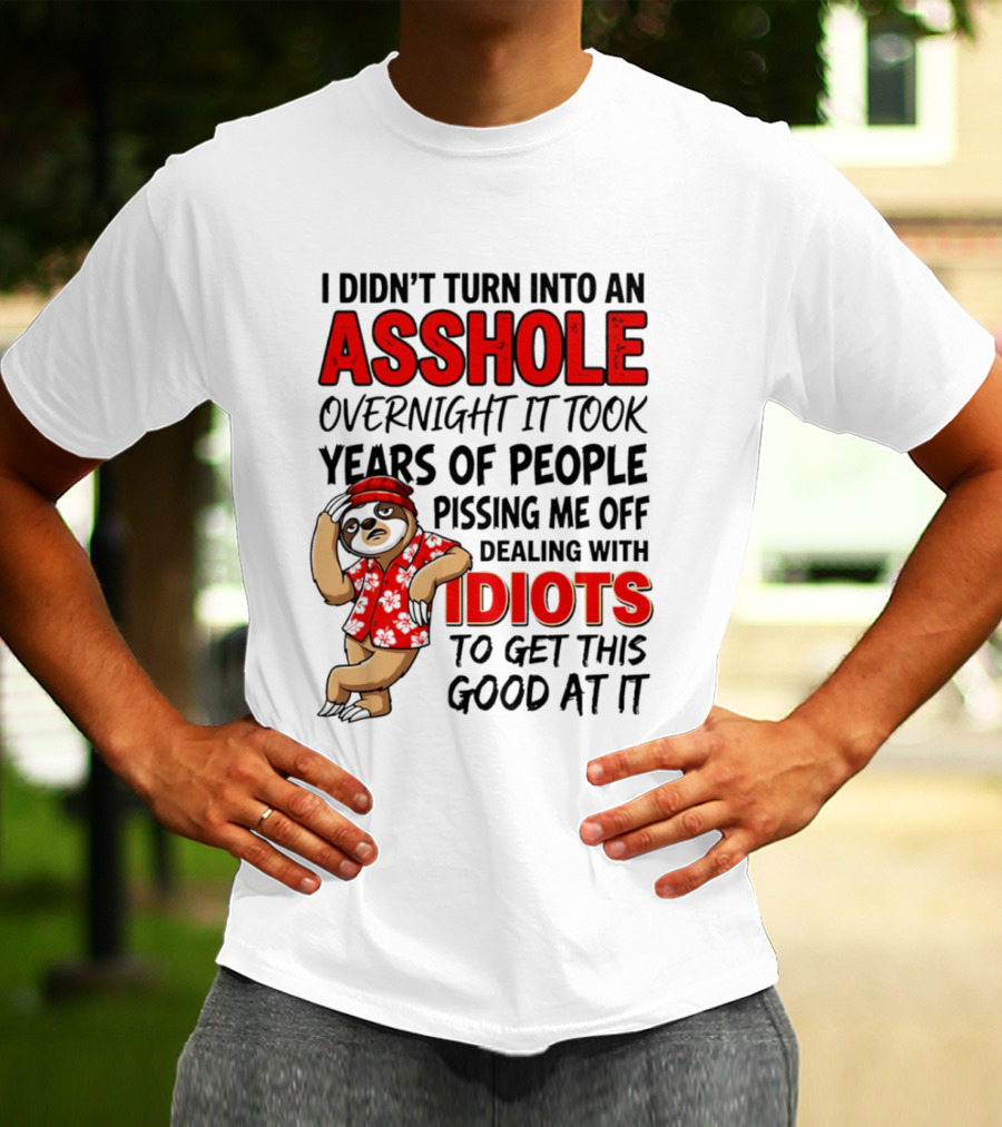 I Didn't Turn Into An Asshole Overnight Sloth Dealing With Idiots Pissing Me Off T-Shirt