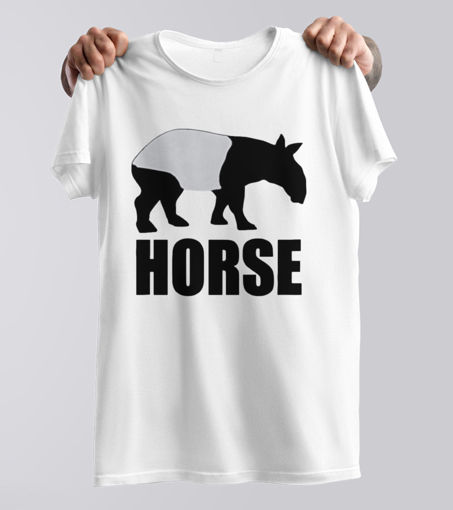 Mislabeled Animal Tapir Silhouette With Horse Text Optical Illusion T-Shirt