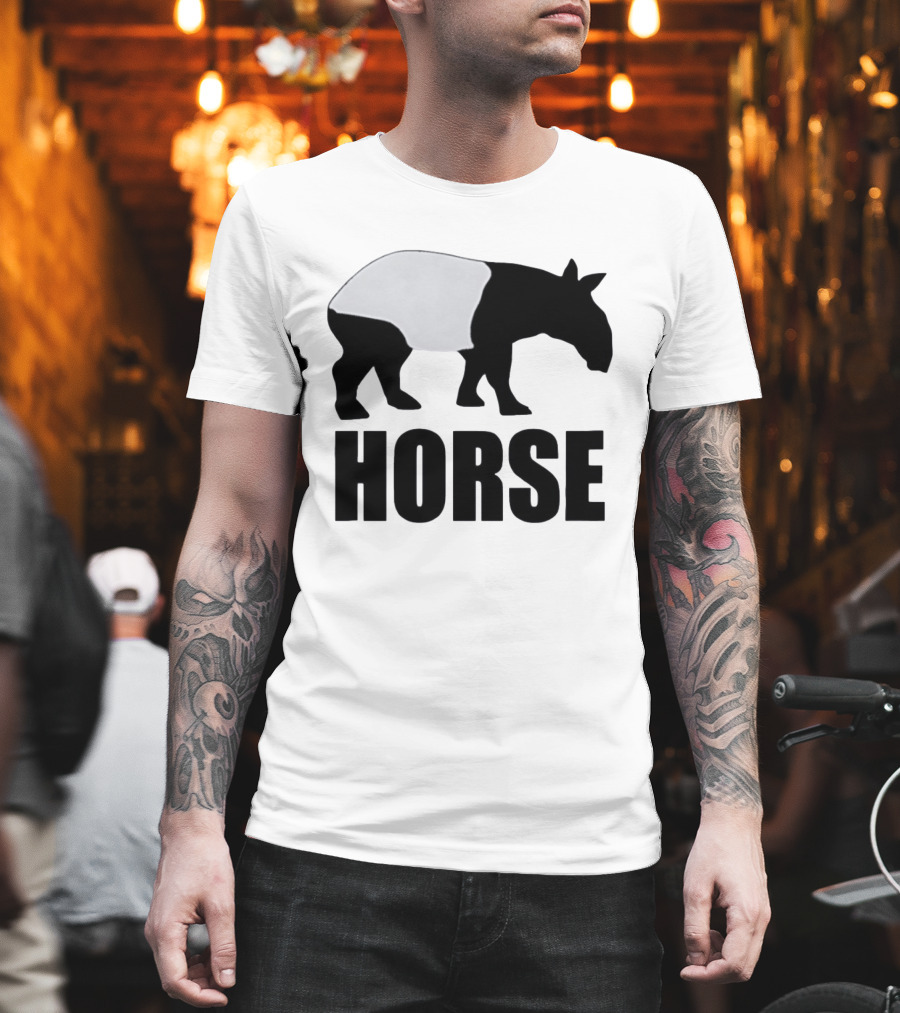Mislabeled Animal Tapir Silhouette With Horse Text Optical Illusion T-Shirt
