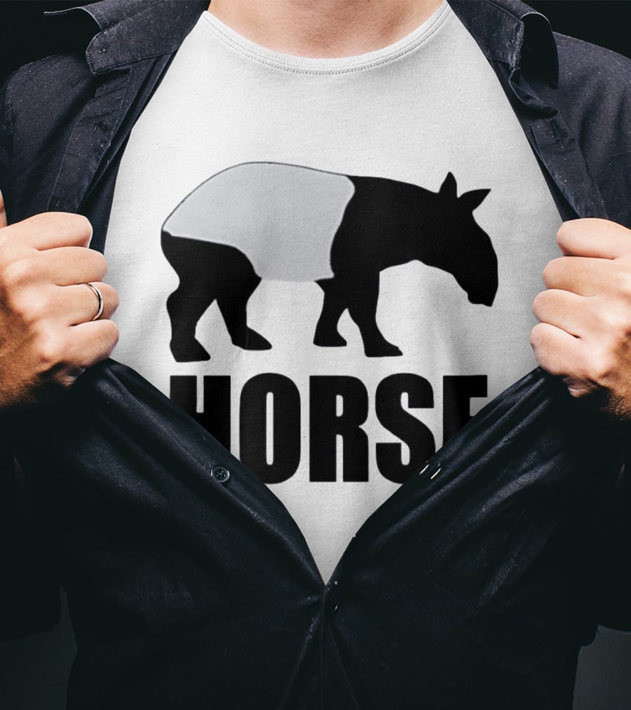 Mislabeled Animal Tapir Silhouette With Horse Text Optical Illusion T-Shirt