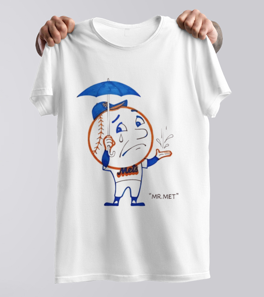 Mr Met New York Mets Rainy Day Mascot Umbrella Splash T-Shirt