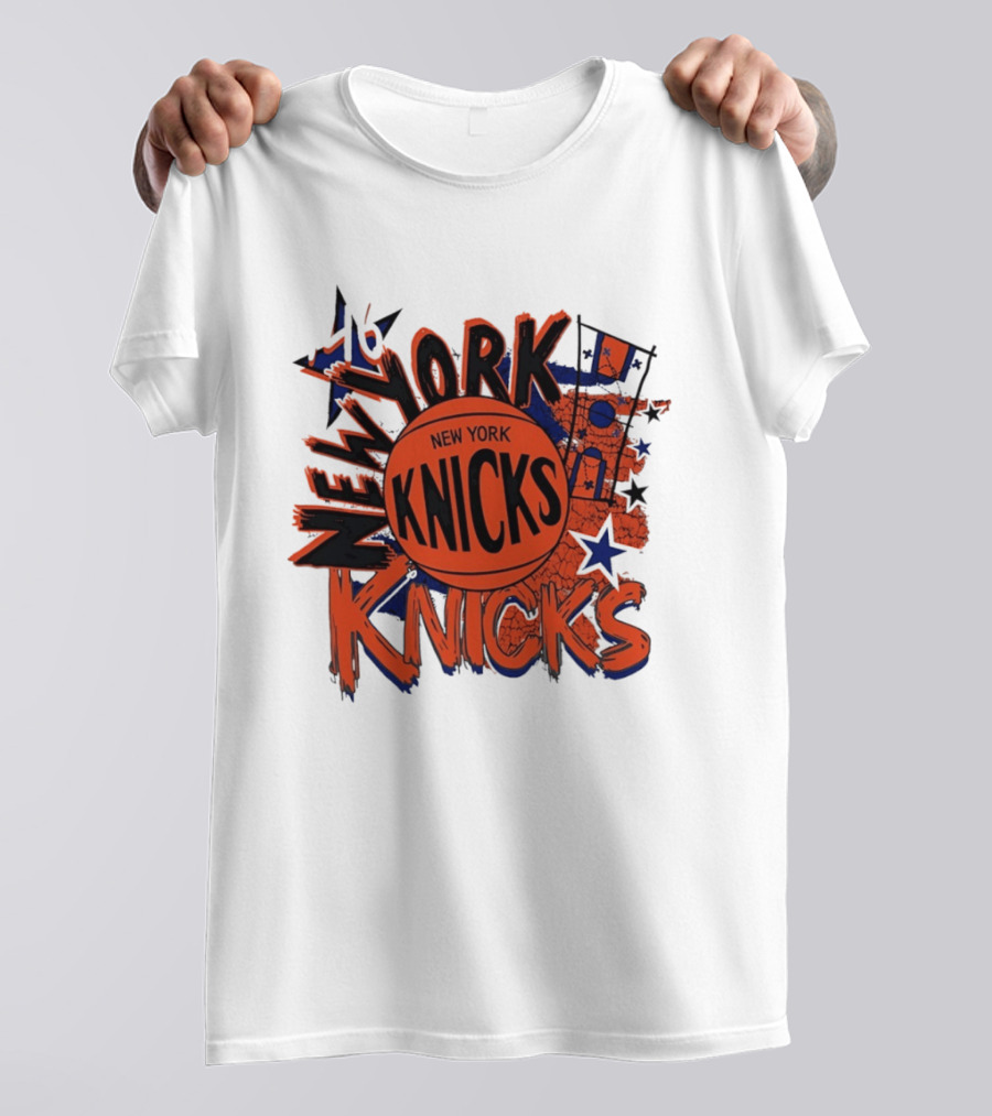 New York Knicks Vintage Basketball 46 Stars And Skyline T-Shirt