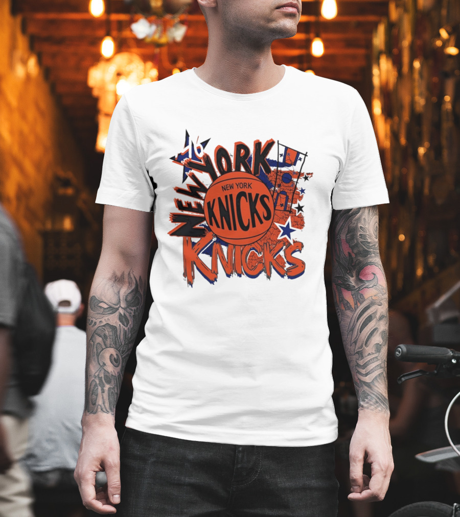 New York Knicks Vintage Basketball 46 Stars And Skyline T-Shirt