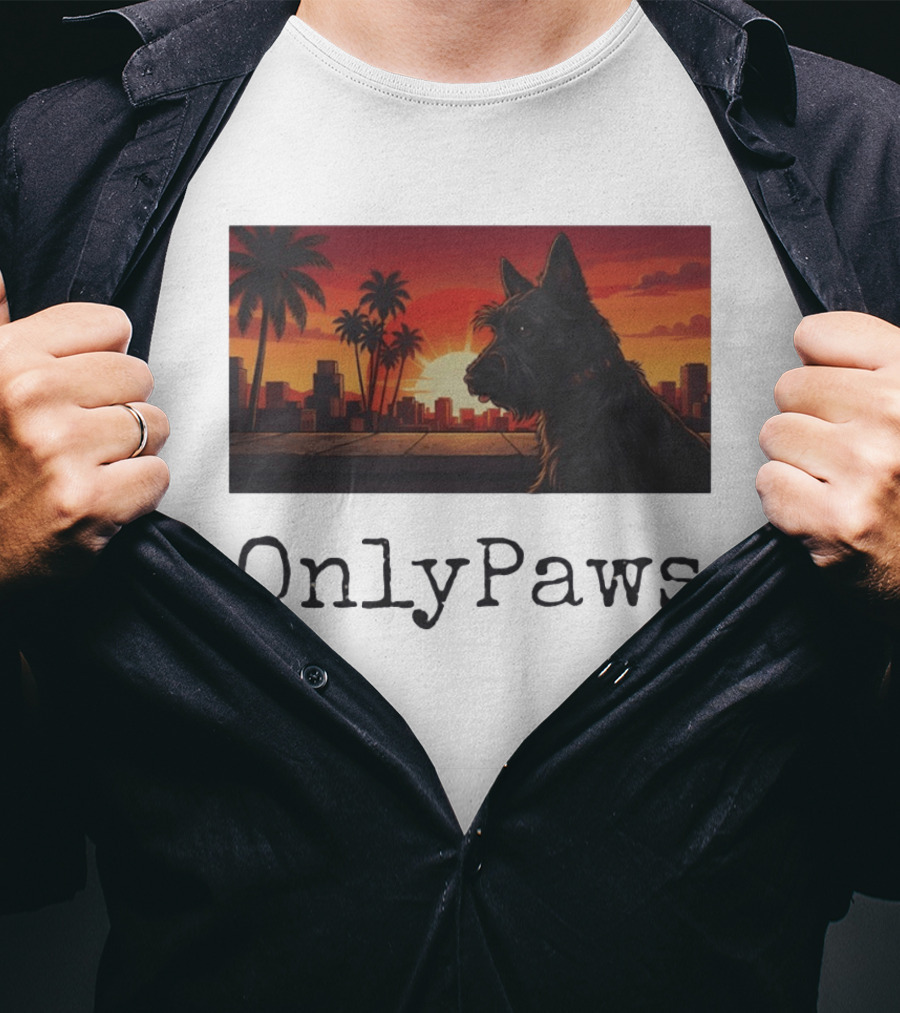 Scottish Terrier OnlyPaws Sunset Cityscape T-Shirt