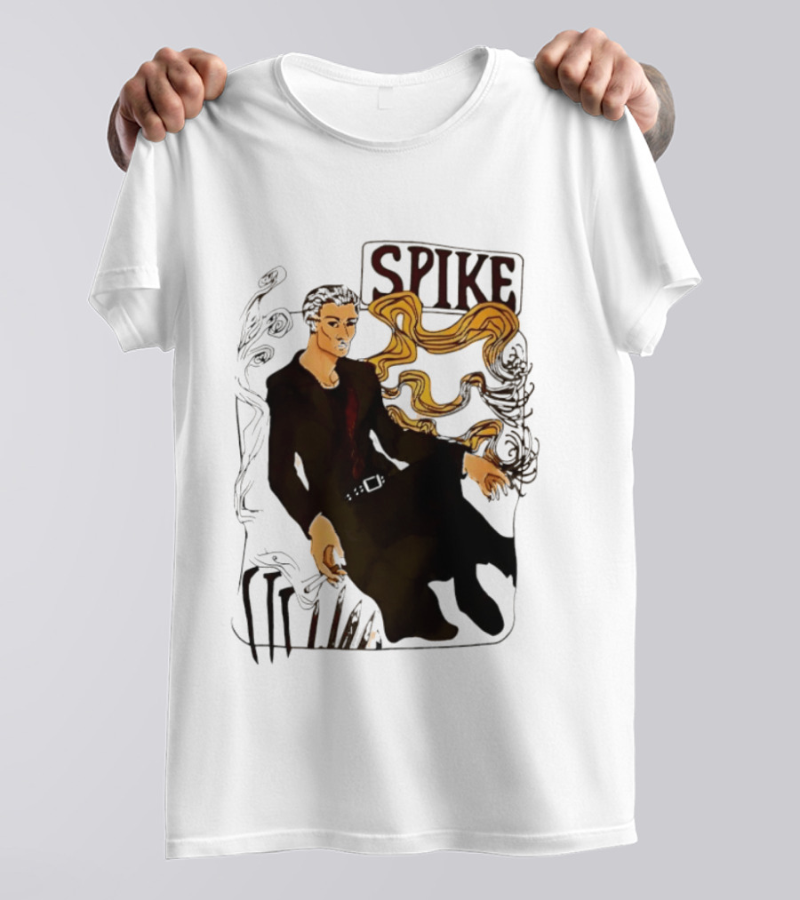 Spike Buffy The Vampire Slayer Illustrated Design With Abstract Vines And Accents T-Shirt