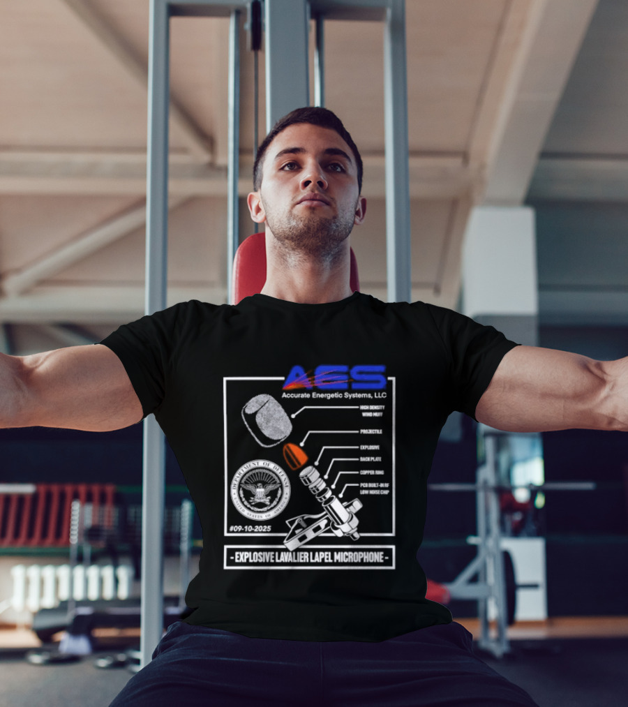 AEC Accurate Energetic Systems LLC Explosive Lavalier Lapel Microphone Components Technical Diagram T-Shirt