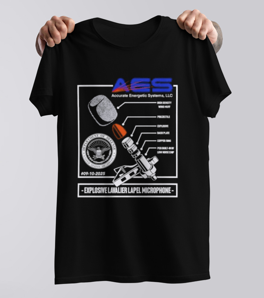 AEC Accurate Energetic Systems LLC Explosive Lavalier Lapel Microphone Components Technical Diagram T-Shirt