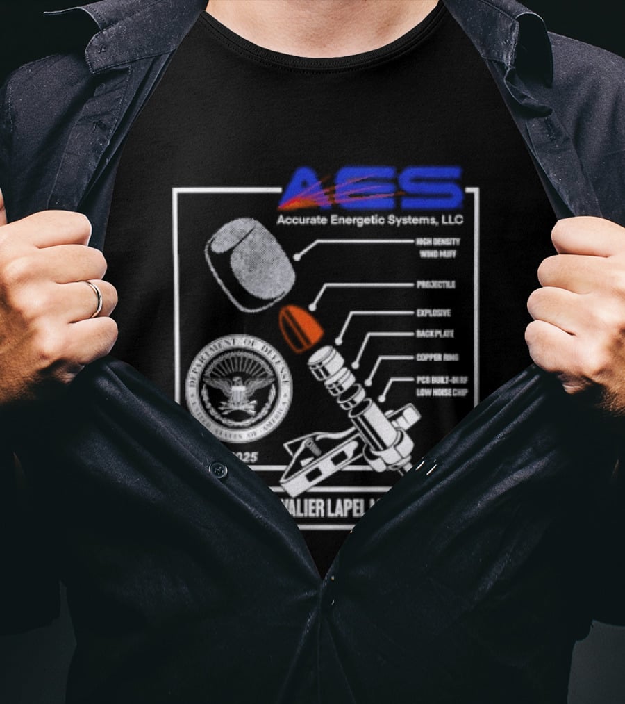 AEC Accurate Energetic Systems LLC Explosive Lavalier Lapel Microphone Components Technical Diagram T-Shirt
