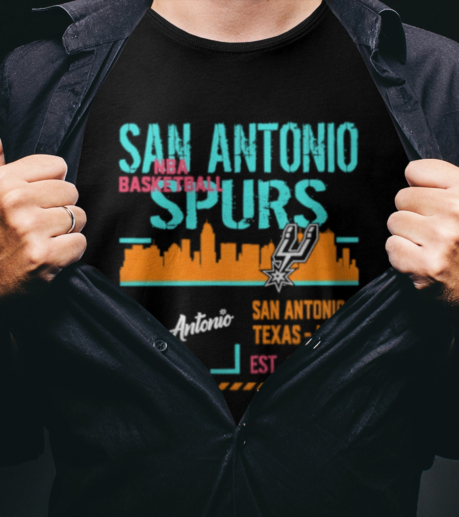 San Antonio Spurs NBA Basketball Skyline 1973 Est. Team Essentials T-Shirt