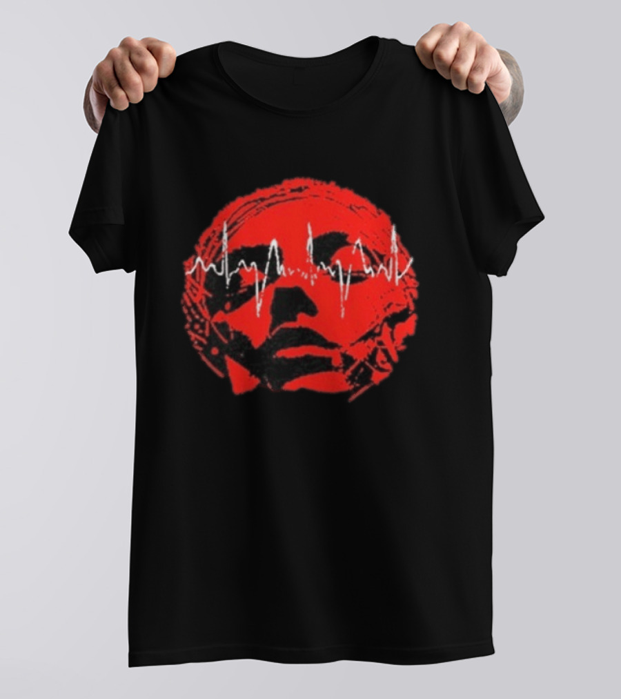 Converge Hum Of Hurt Red Face With White Waveform Lines T-Shirt