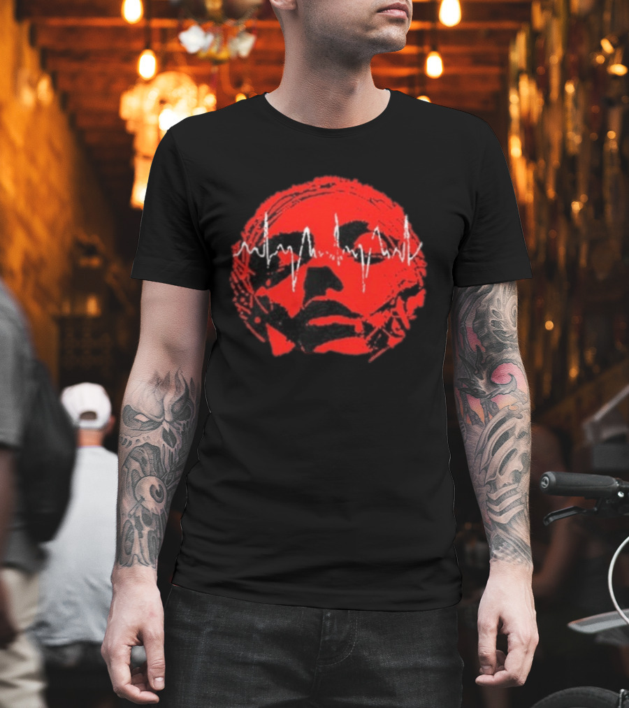 Converge Hum Of Hurt Red Face With White Waveform Lines T-Shirt