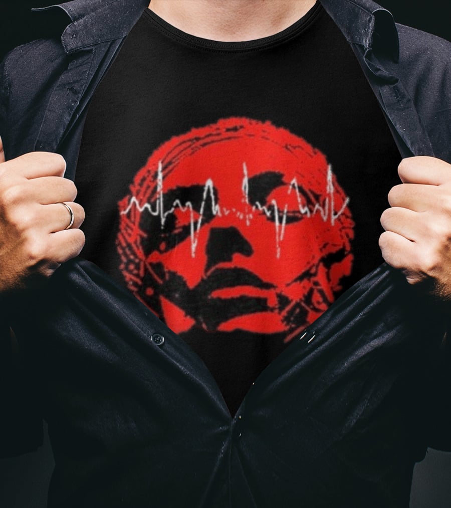 Converge Hum Of Hurt Red Face With White Waveform Lines T-Shirt