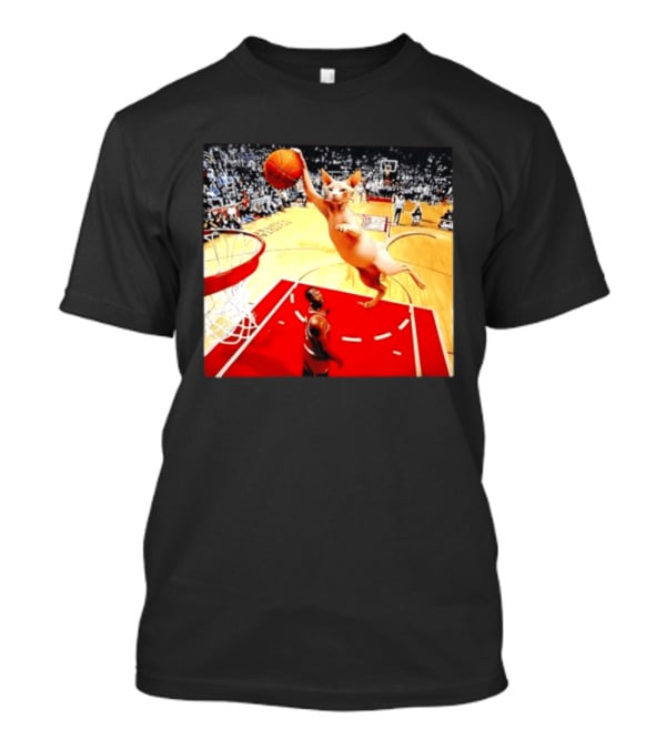 Sphynx Cat Slam Dunk Basketball Scene With Crowd T-Shirt