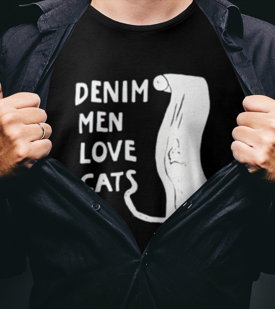 Denim Men Love Cats Fashion T-Shirt
