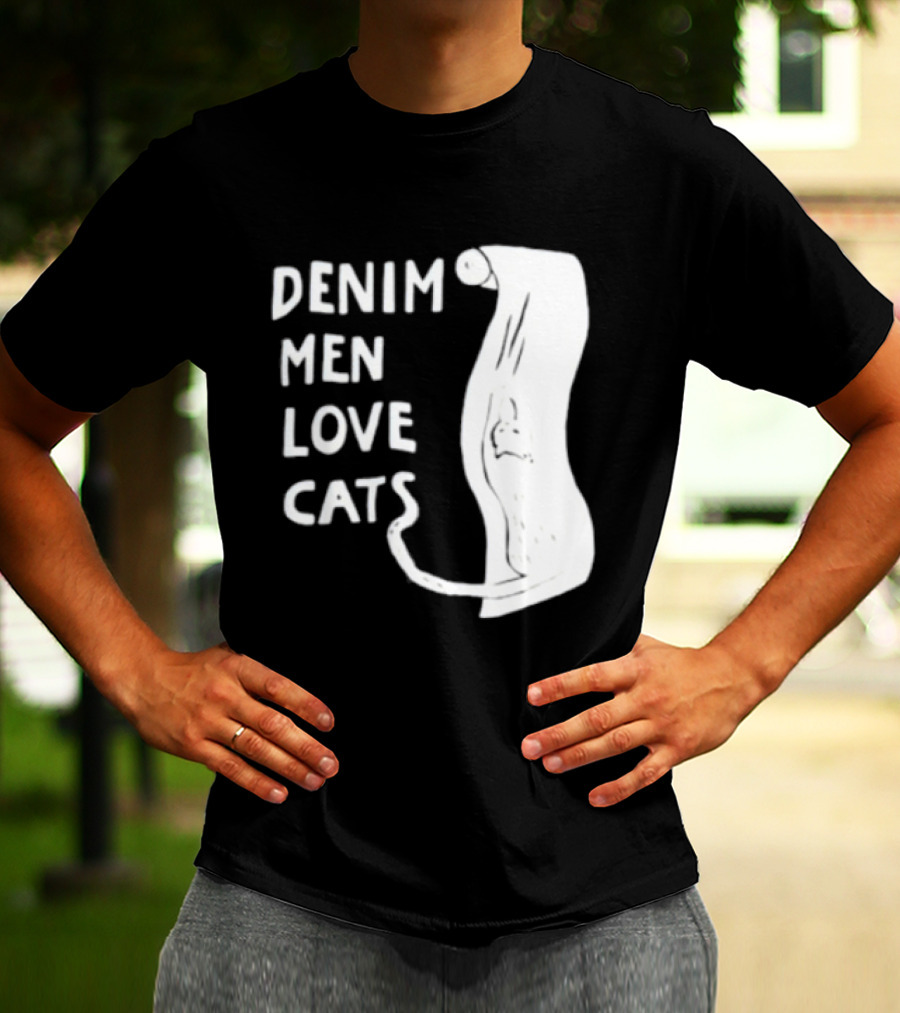 Denim Men Love Cats Fashion T-Shirt