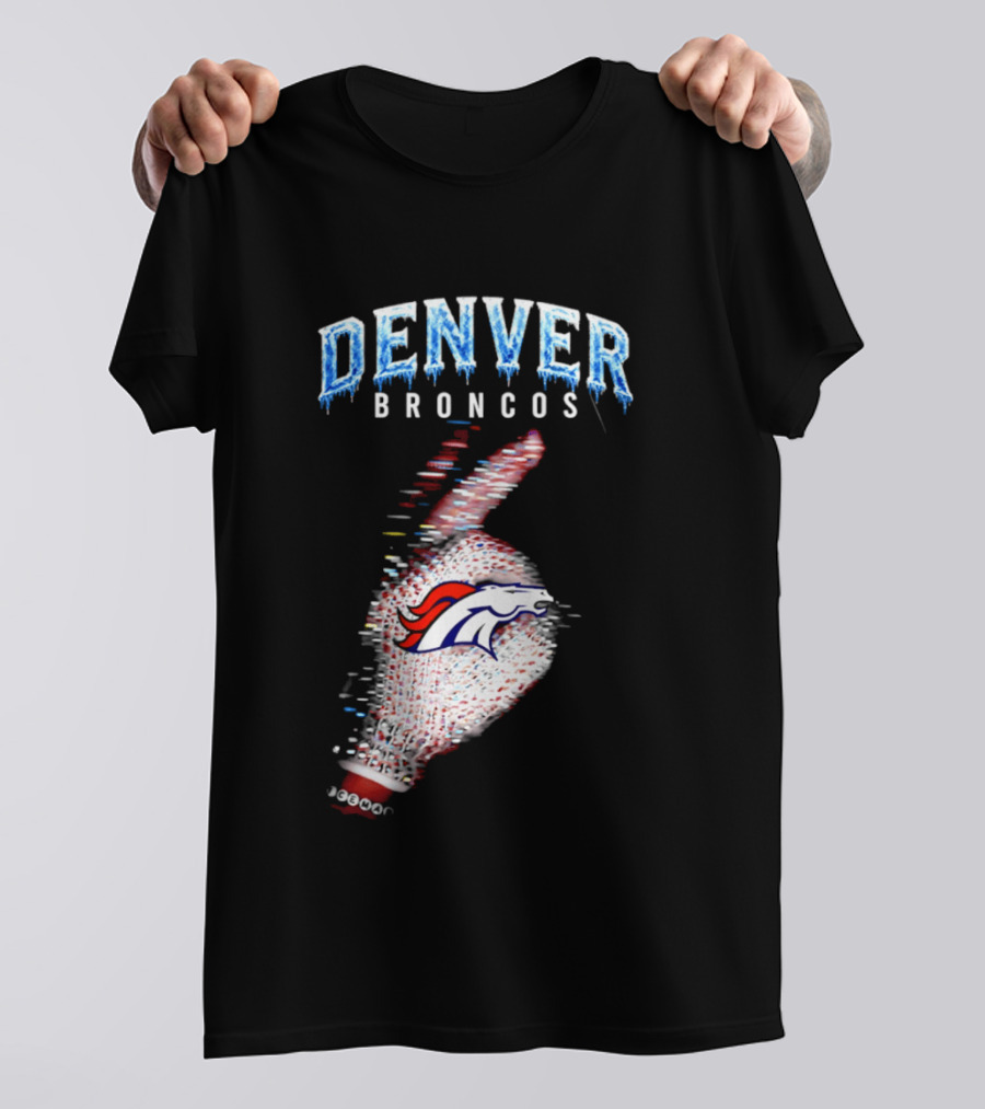 Denver Broncos Iceman 2026 Logo Glitched Hand Signal T-Shirt