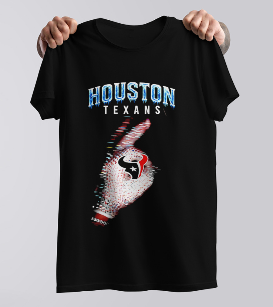 Houston Texans Iceman 2026 Glitch Hand T-Shirt