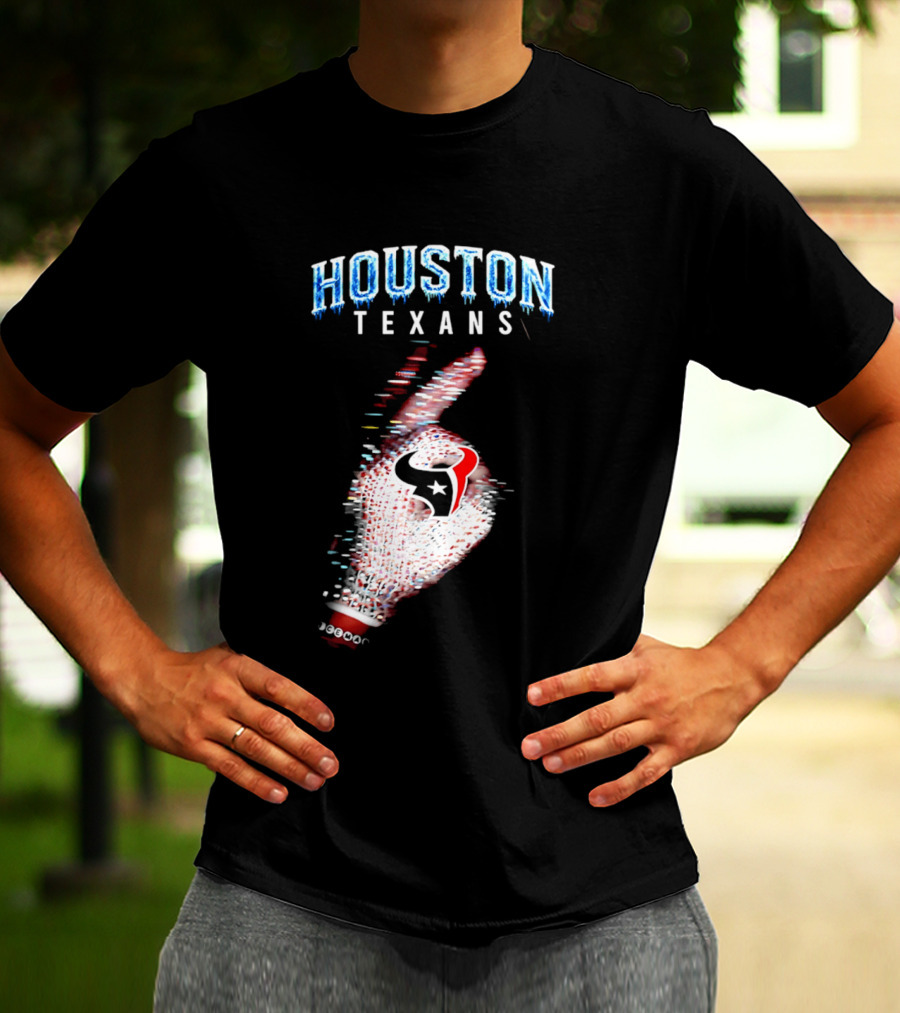 Houston Texans Iceman 2026 Glitch Hand T-Shirt