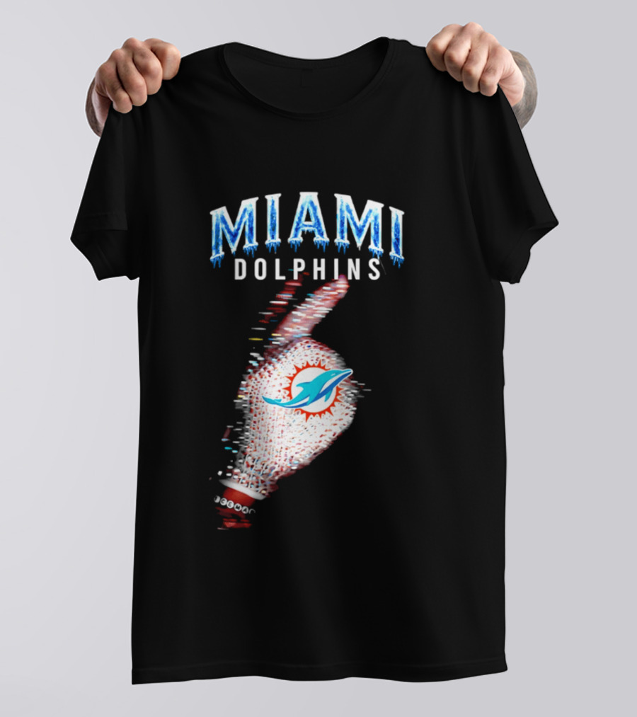Miami Dolphins Iceman 2026 Glitch Effect Fan Gear T-Shirt