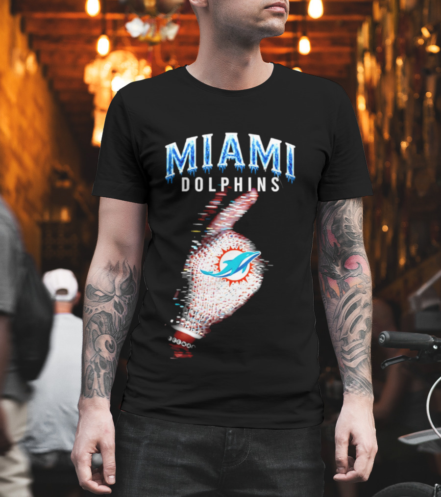 Miami Dolphins Iceman 2026 Glitch Effect Fan Gear T-Shirt