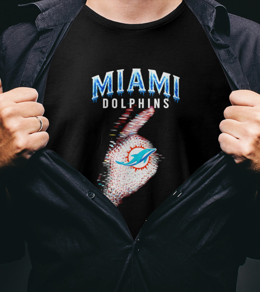 Miami Dolphins Iceman 2026 Glitch Effect Fan Gear T-Shirt