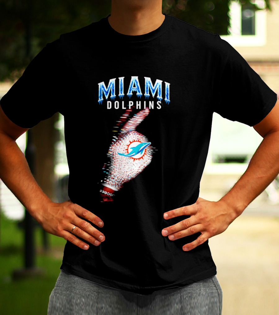 Miami Dolphins Iceman 2026 Glitch Effect Fan Gear T-Shirt