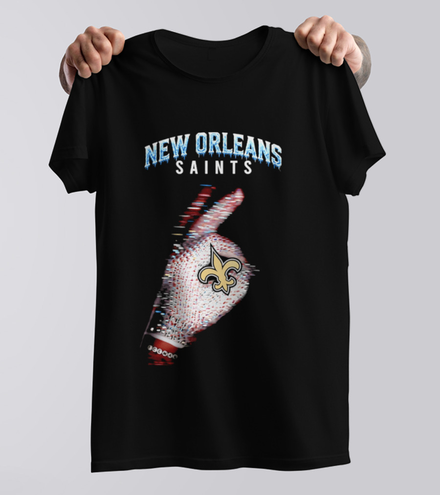 New Orleans Saints 2026 Iceman Glitch Effect Fleur De Lis T-Shirt