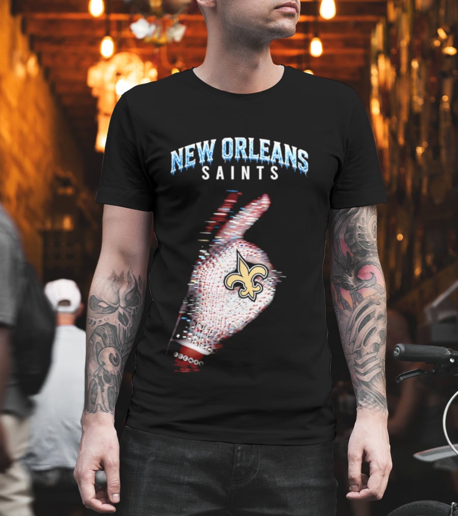 New Orleans Saints 2026 Iceman Glitch Effect Fleur De Lis T-Shirt