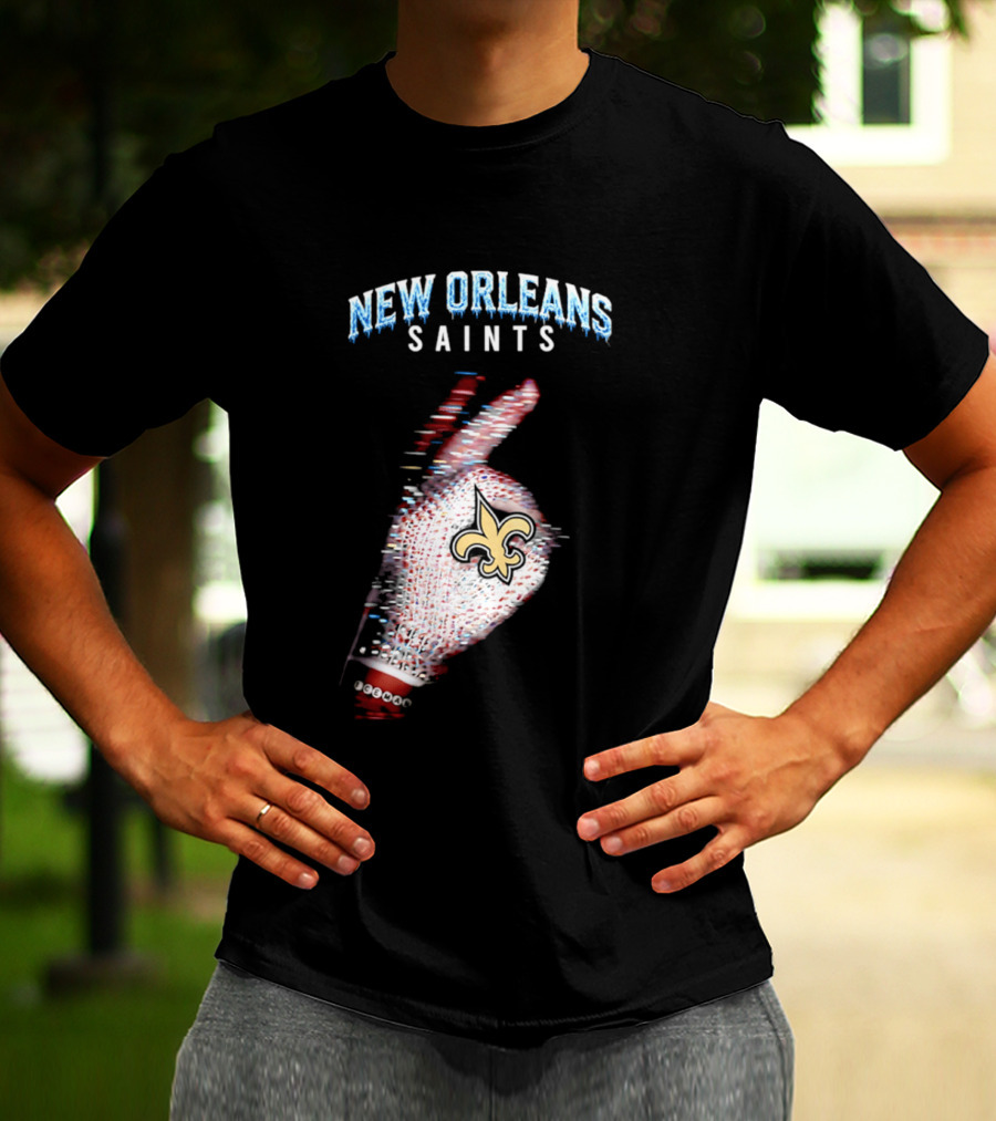 New Orleans Saints 2026 Iceman Glitch Effect Fleur De Lis T-Shirt