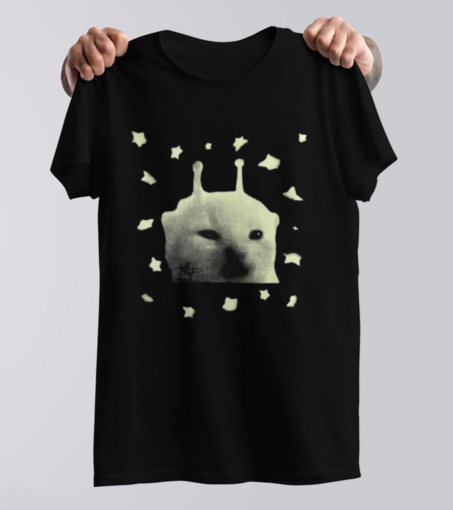 Y2K Alien Cat Meme With Stars T-Shirt