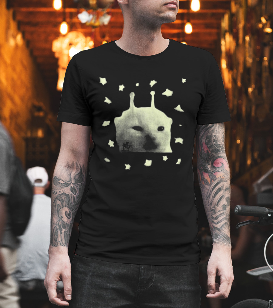 Y2K Alien Cat Meme With Stars T-Shirt