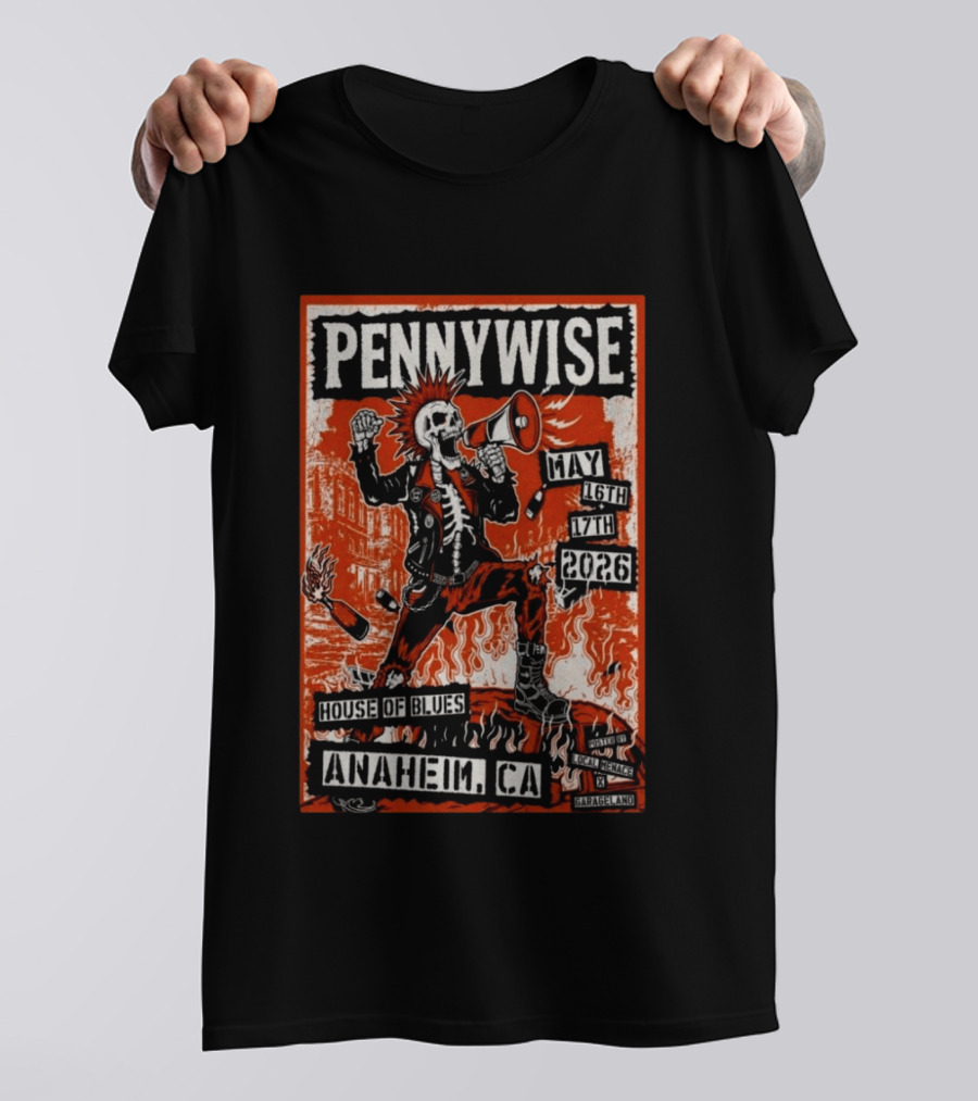 Pennywise House Of Blues Anaheim CA May 16 17 2026 GarageLand T-Shirt