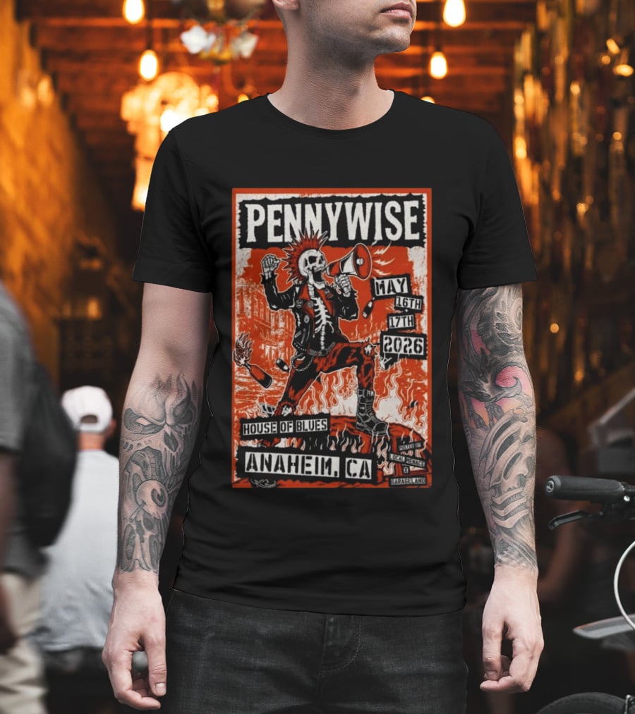 Pennywise House Of Blues Anaheim CA May 16 17 2026 GarageLand T-Shirt